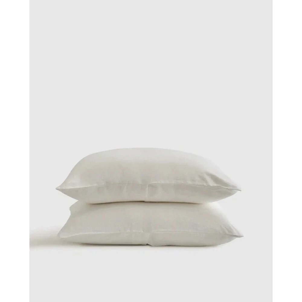 Quince Set Of TWO European Linen Sham Set Standard White 100% Linen NEW